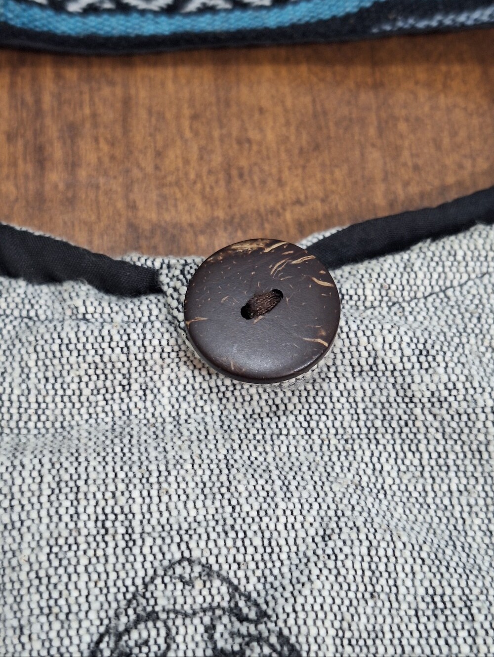 Handmade Cotton Sea Turtle Hobo Crossbody Sling Bag Wide Strap Gray Boho Hippie - Picture 6 of 16